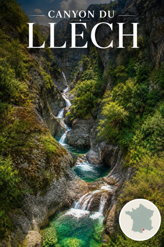 Canyon du Llech dans les Pyrénées-Orientales : cascades et vasques émeraude