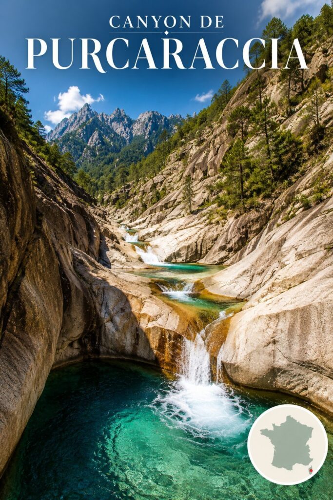 Canyon de Purcaraccia en Corse : vasques turquoise et granite rose dans la région de Bavella