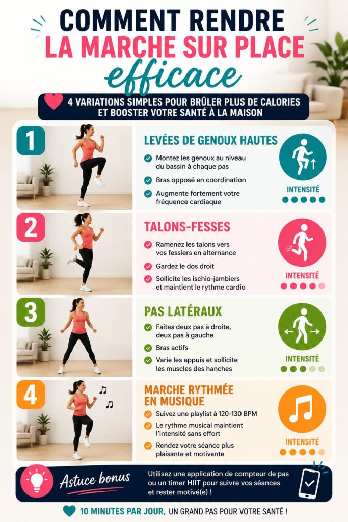 4 exercices de marche active sur place à la maison