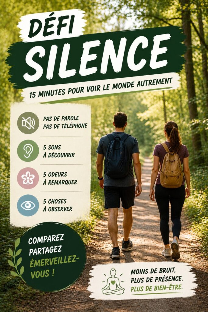 Défi silence marche à pied : 15 minutes d'observation en nature
