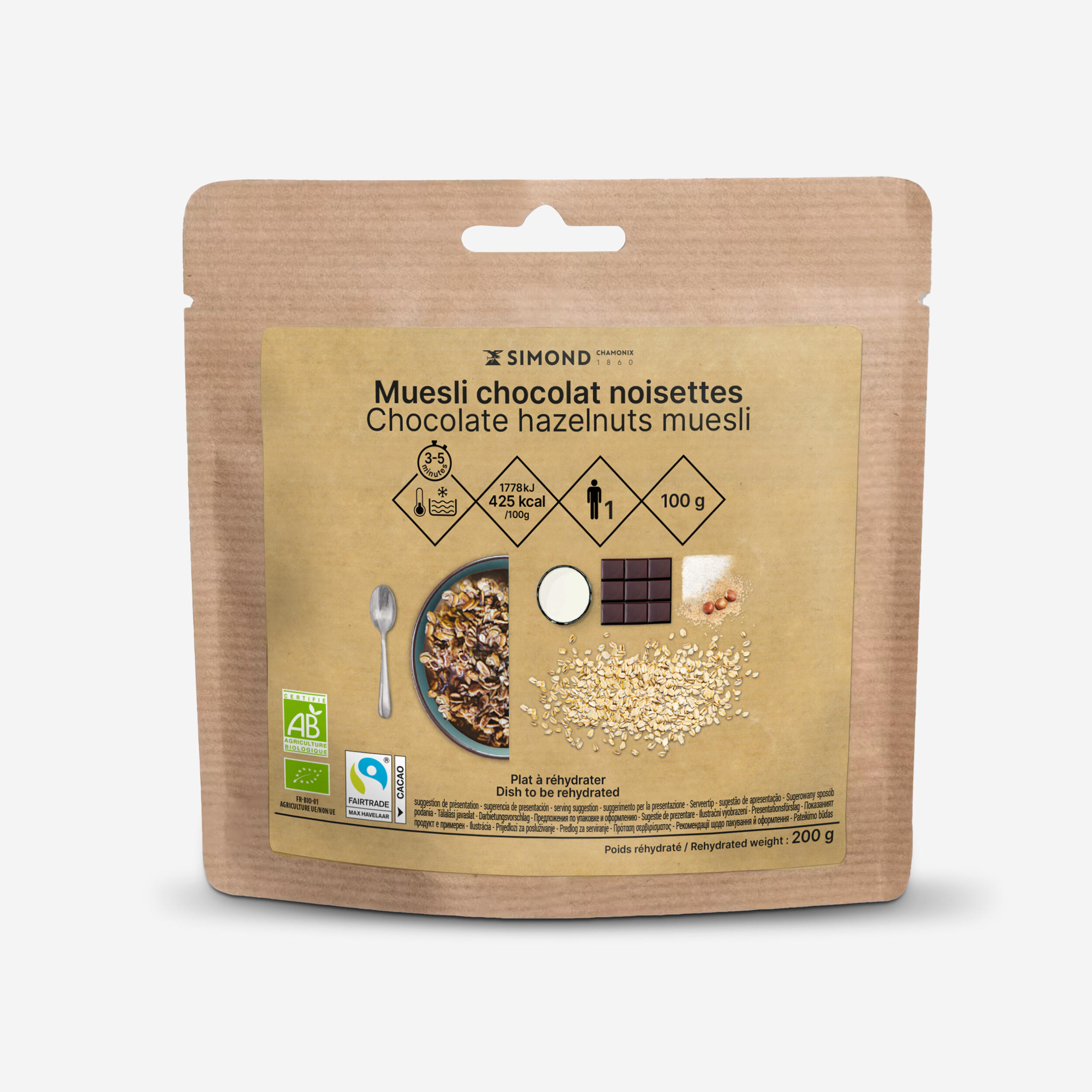 Petit déjeuner bio muesli chocolat et noisettes 100 g