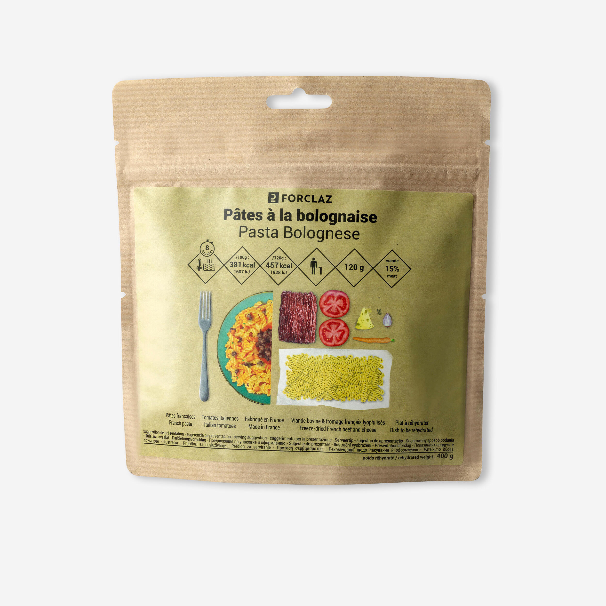 Repas lyophilisé pâtes à la bolognaise 120 g