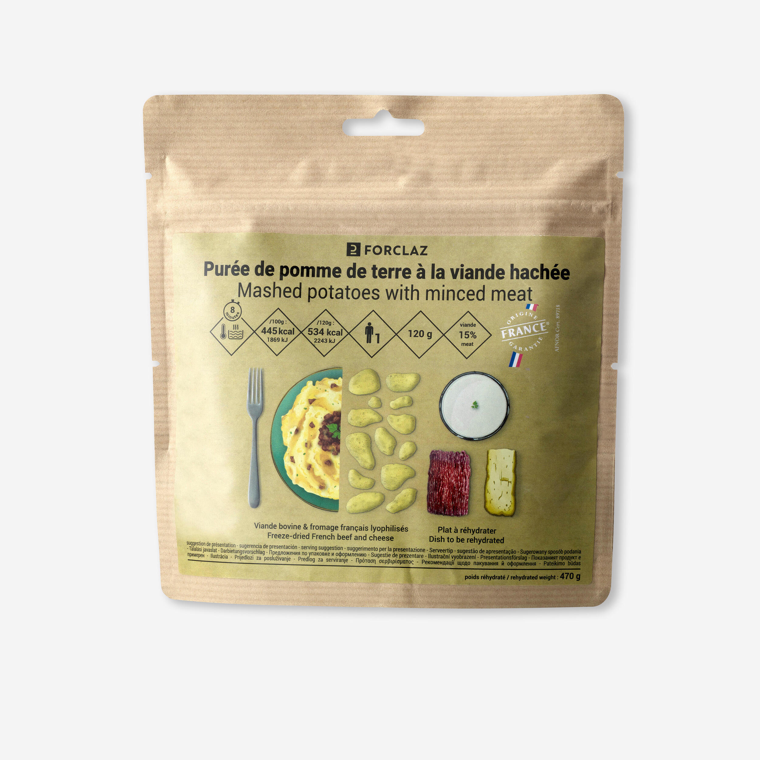 Repas lyophilisé purée pomme de terre viande hachée 120 g
