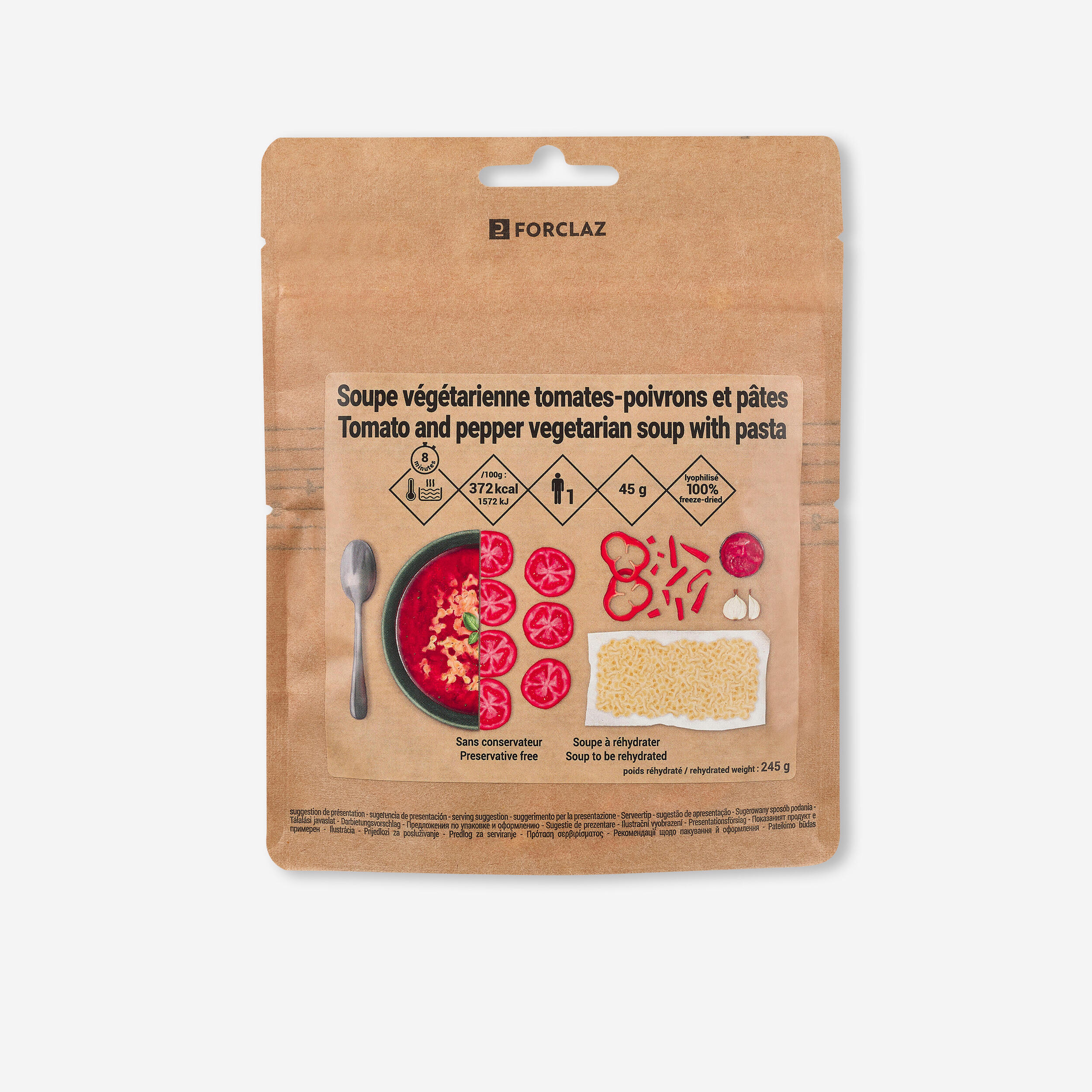 Soupe lyophilisée végétarienne tomates poivrons pâtes 45 g