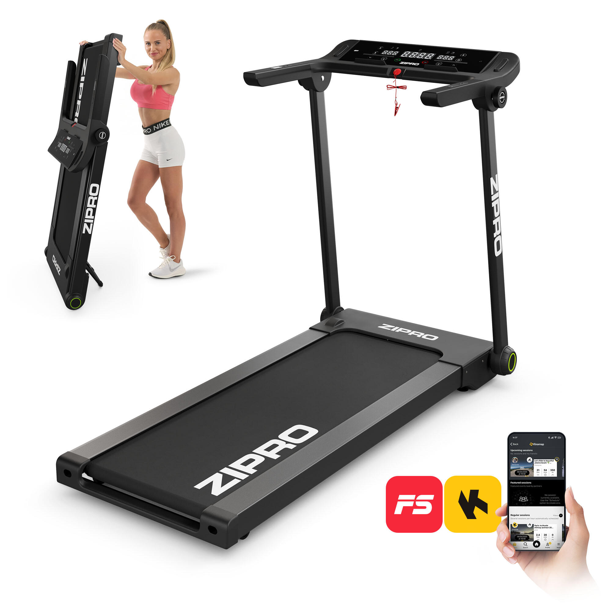 Tapis de course pliant Zipro Pacto 16 km/h FitShow Kinomap