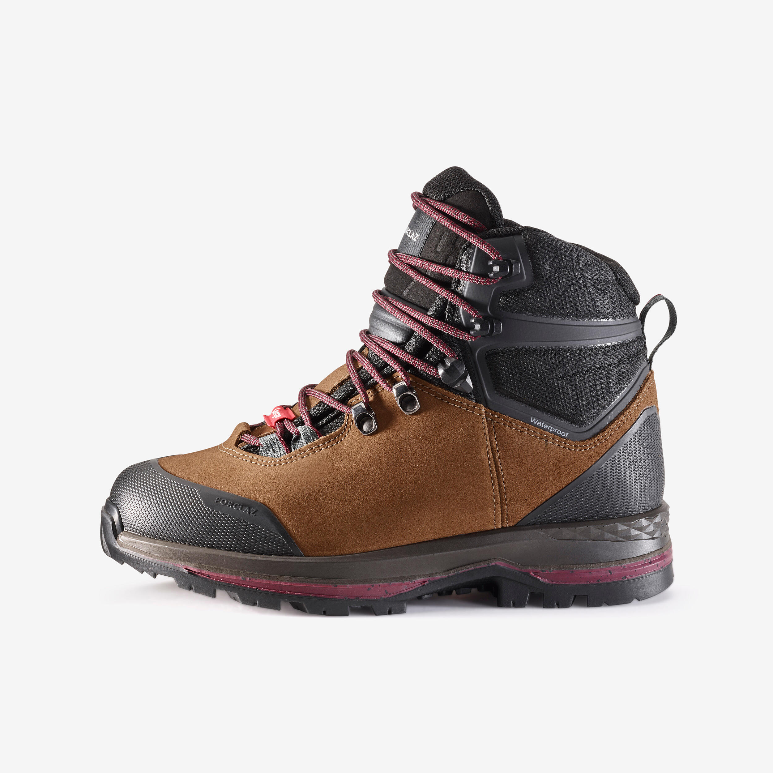 Chaussures trekking cuir imperméables MT100 haute large femme