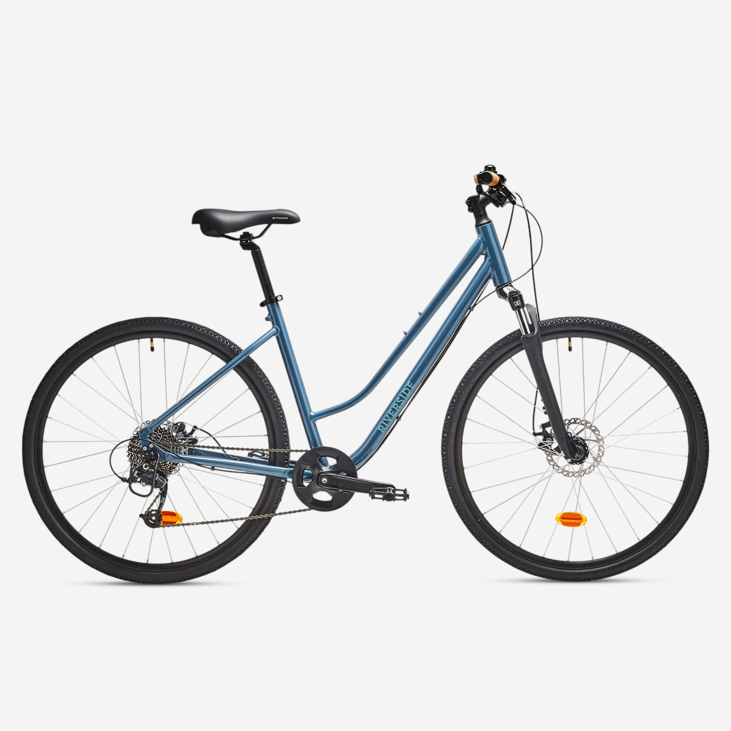 Vélo tout chemin Riverside 500 enjambement bas bleu tempête
