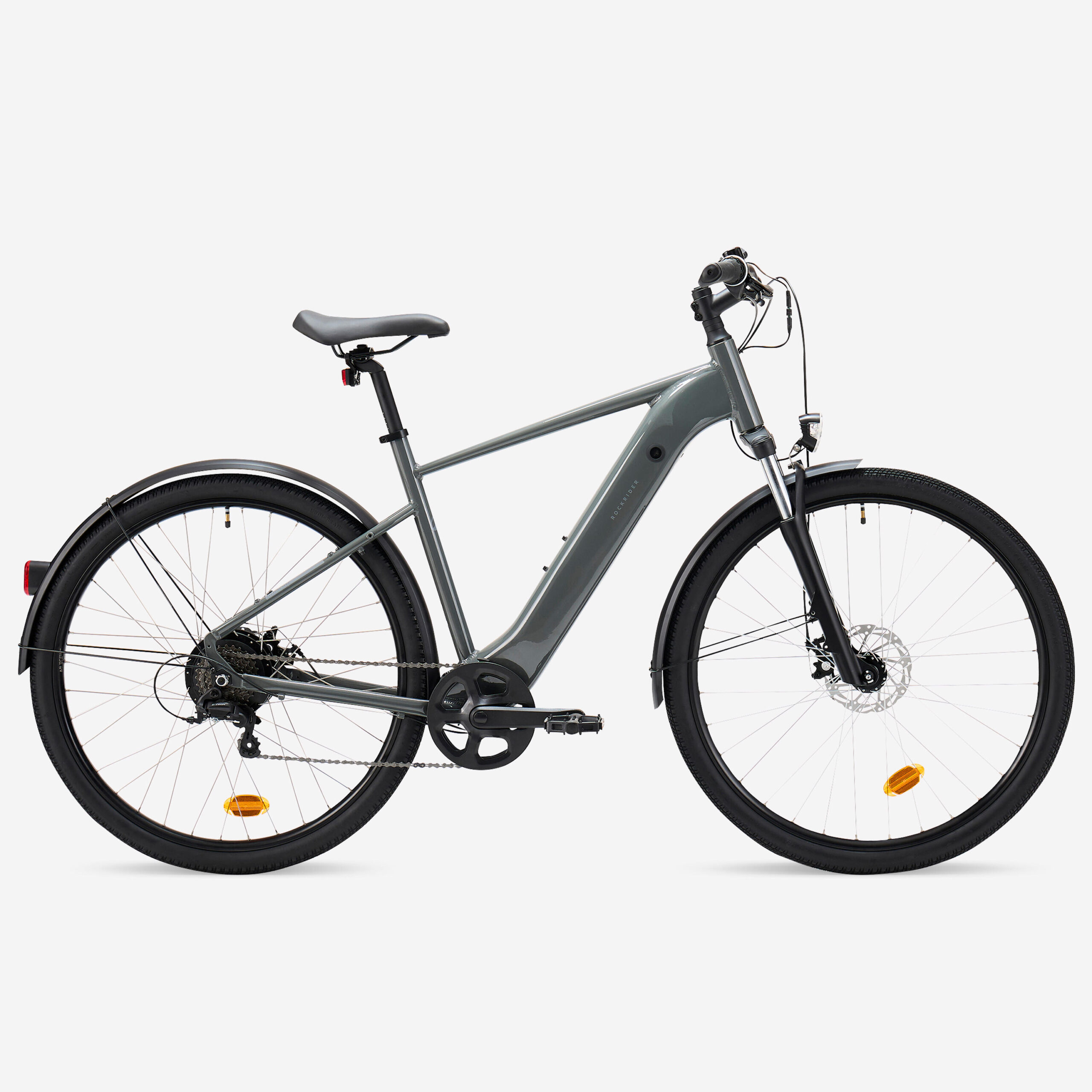 Vélo tout chemin électrique cadre haut E-ACTV 100 gris anthracite